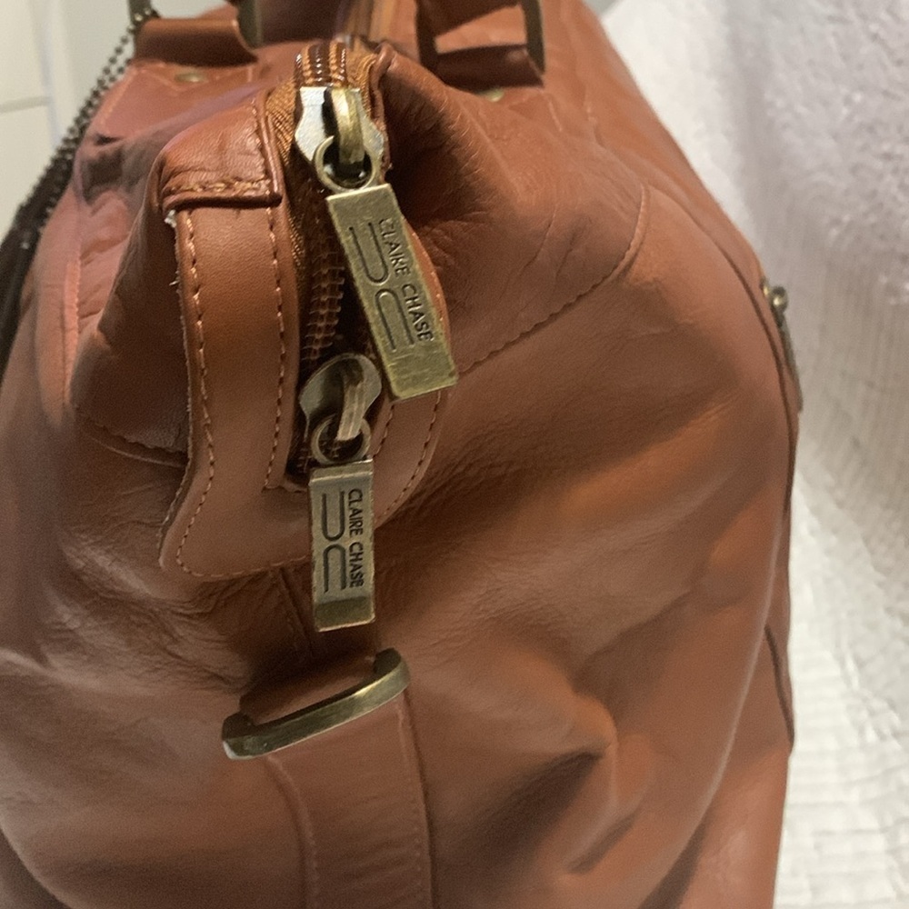 Claire Chase Laramie Leather Saddle Duffel Minimalist Quite Contemporary Travel - Picture 6 of 16
